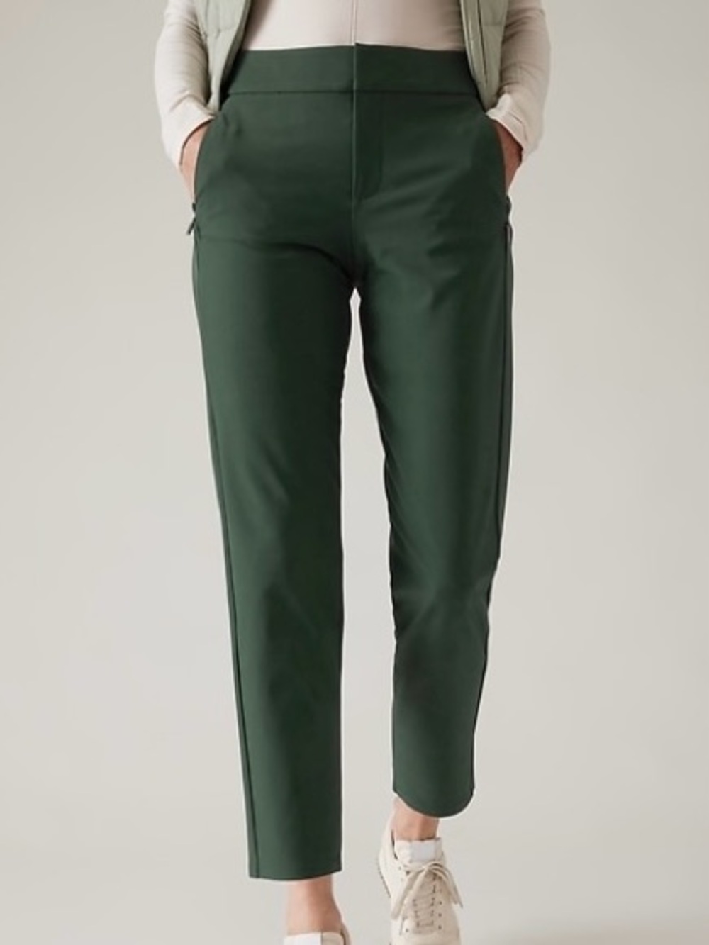 NWOT Athleta Stellar Trouser 10 Dark Green Tailored Stretch Office Travel Pocket